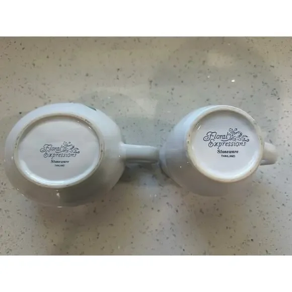 Vintage Hearthside Floral Expressions Stoneware Gravy Boat and Creamer - Picture 5 of 5